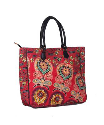 Indian Handmade cotton Red Mandala Sholder Bag 3