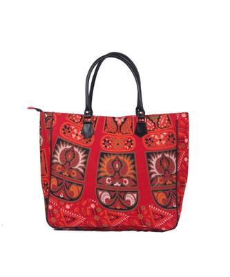 Indian Handmade cotton Red Mandala Sholder Bag 1