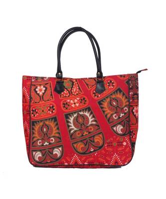 Indian Handmade cotton Red Mandala Sholder Bag 2