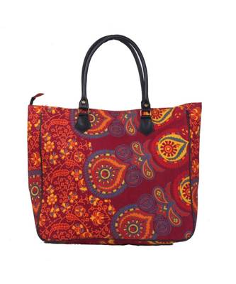 Indian Handmade cotton Red Mandala Sholder Bag 1