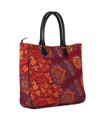 Indian Handmade cotton Red Mandala Sholder Bag 3