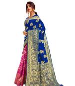 Multicolor woven poly cotton saree with blouse