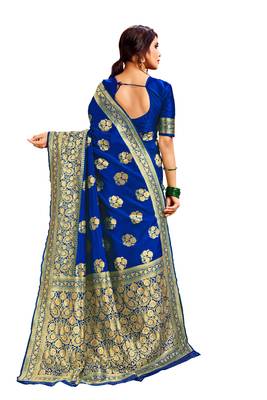Multicolor woven poly cotton saree with blouse 2