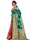 Multicolor woven poly cotton saree with blouse