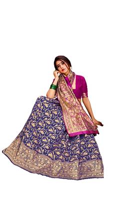Multicolor woven poly cotton saree with blouse 3