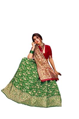 Multicolor woven poly cotton saree with blouse 3