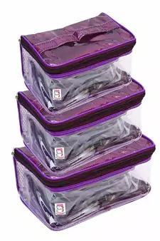 atorakushon   Net Purple Multipurpose Make Up Jewellery Organizer Set of 3