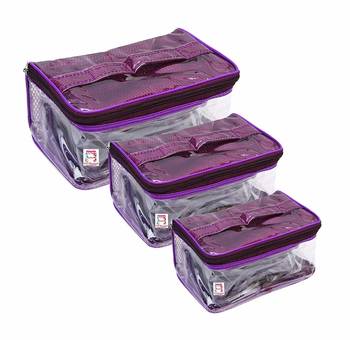 atorakushon   Net Purple Multipurpose Make Up Jewellery Organizer Set of 3 3
