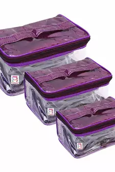 atorakushon   Net Purple Multipurpose Make Up Jewellery Organizer Set of 3