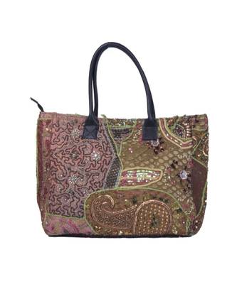 Indian Handmade cotton Green Khambadiya Sholder Bag 1