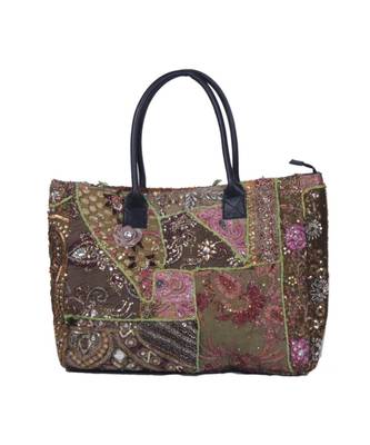 Indian Handmade cotton Green Khambadiya Sholder Bag 2