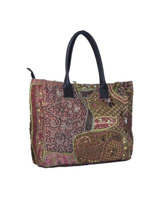 Indian Handmade cotton Green Khambadiya Sholder Bag 3