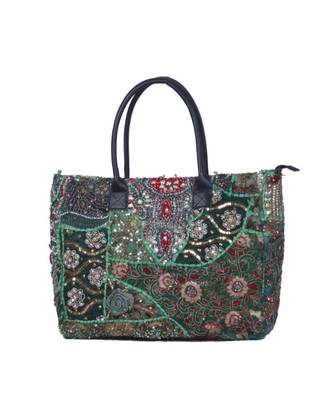 Indian Handmade cotton Green Khambadiya Sholder Bag 2