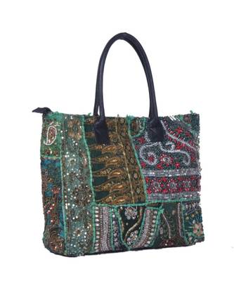 Indian Handmade cotton Green Khambadiya Sholder Bag 3