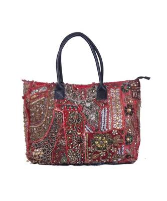 Indian Handmade cotton Red Khambadiya Sholder Bag 1