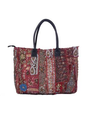 Indian Handmade cotton Red Khambadiya Sholder Bag 2