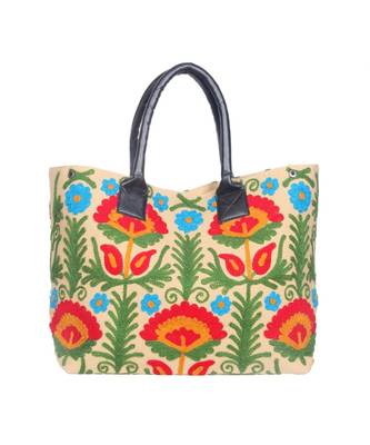 Vintage Handmade Canvas cotton Embrodiery Women Hand Bag 1