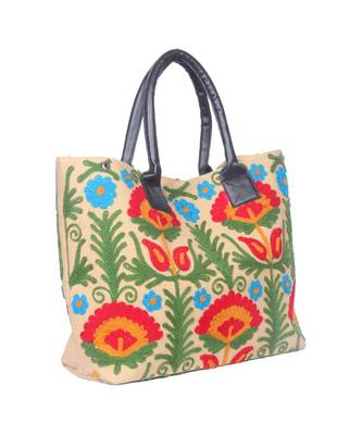 Vintage Handmade Canvas cotton Embrodiery Women Hand Bag 2