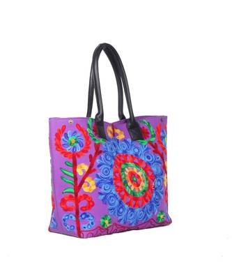Vintage Handmade Canvas cotton Embrodiery Women Hand Bag 3