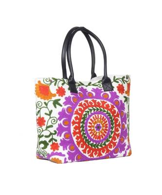 Vintage Handmade Canvas cotton Embrodiery Women Hand Bag 3