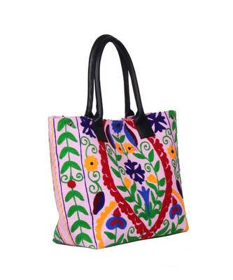 Vintage Handmade Canvas cotton Embrodiery Women Hand Bag 1