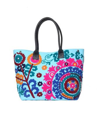 Vintage Handmade Canvas cotton Embrodiery Women Hand Bag 1