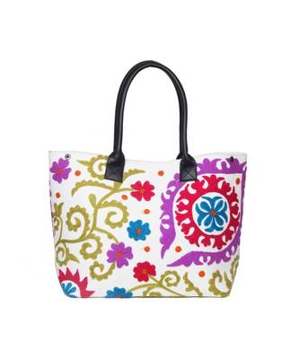 Vintage Handmade Canvas cotton Embrodiery Women Hand Bag 1