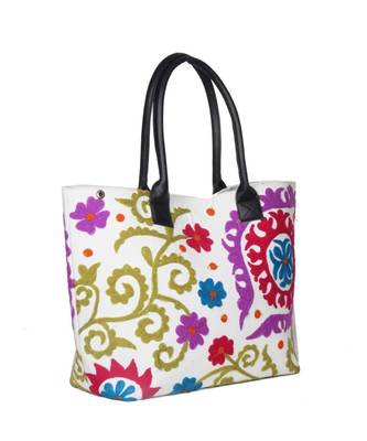 Vintage Handmade Canvas cotton Embrodiery Women Hand Bag 3