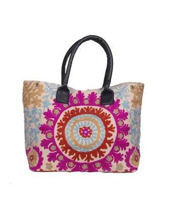 Vintage Handmade Canvas cotton Embrodiery Women Hand Bag 2