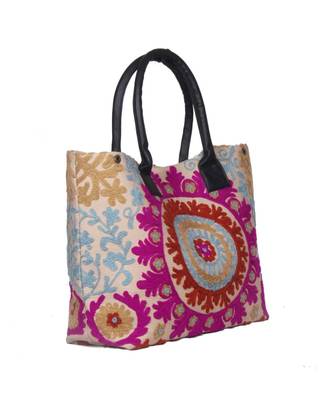 Vintage Handmade Canvas cotton Embrodiery Women Hand Bag 3