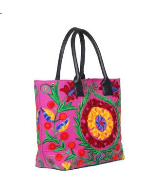 Vintage Handmade Canvas cotton Embrodiery Women Hand Bag 3