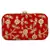 Anekaant Tulle Embroidered Velvet Clutch Red & Gold