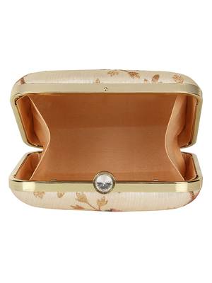 Anekaant Vista Embroidered Faux Silk Clutch Beige & Multi 5