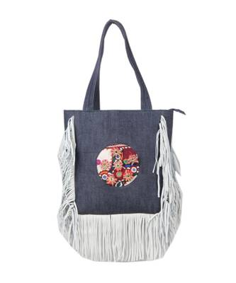 Vintage Handmade hard canvas Leather Fring asian art Women Hand Bag 1