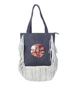 Vintage Handmade hard canvas Leather Fring asian art Women Hand Bag