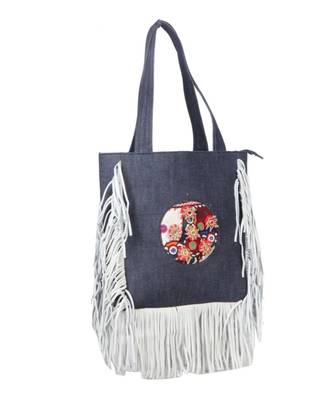 Vintage Handmade hard canvas Leather Fring asian art Women Hand Bag 3