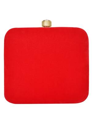 Anekaant Vista Embroidered Velvet Clutch Red & Multi 3