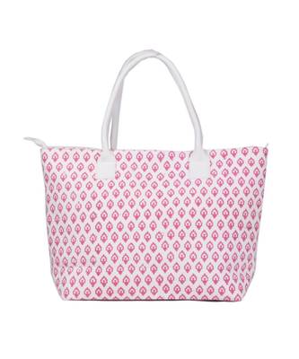 Indian Handmade cotton Pink Canwas Print Sholder Bag 1