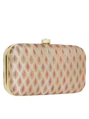 Anekaant Tulle Printed Silk Clutch Beige & Multi 2