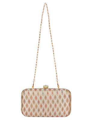 Anekaant Tulle Printed Silk Clutch Beige & Multi 4