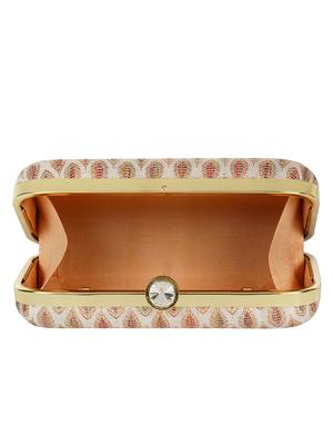 Anekaant Tulle Printed Silk Clutch Beige & Multi 5