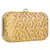 Anekaant Tulle Printed Silk Clutch Yellow & Gold