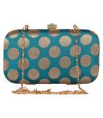 Anekaant Tulle Printed Faux Silk Clutch Rama Green & Gold