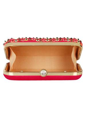 Anekaant Adorn Embellished Faux Silk Clutch Pink & Multi 5