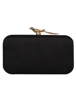 Anekaant Adorn Embroidered Faux Silk Clutch Black & Multi 3