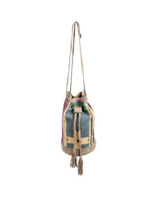 Vintage Dari Fabric Sweep leather Back Pase Bag 1