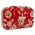 Anekaant Hasp Embroidered Velvet Clutch Red & Gold