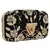 Anekaant Hasp Embroidered Velvet Clutch Black & Gold