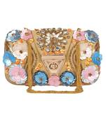 Anekaant Hasp Sequines Embellished Velvet Clutch Natural & Multi