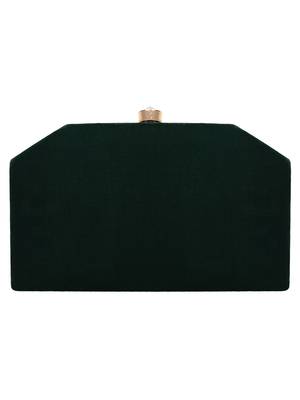 Anekaant Spiffy Embellished Velvet Clutch Dark Green & White 3